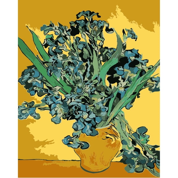Paint by Number Kit On Canvas for Adults Beginner Van Gogh Famous Paintings DIY Acrylic Oil Painting Arts 16x20 Inch (Frameless, Iris Bottle)