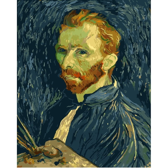 Paint by Number Kit On Canvas for Adults Beginner Van Gogh Famous Paintings DIY Acrylic Oil Painting Arts 16x20 Inch (Frameless, Self Portrait)