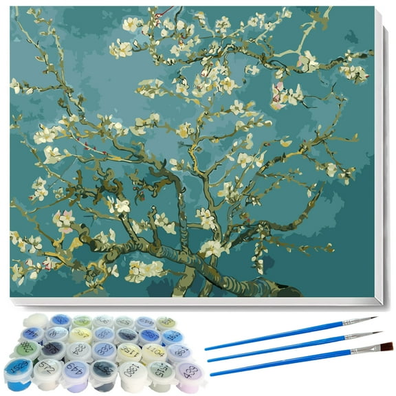 Paint by Number Kits, Vincent Van Gogh Masterpiece Series Oil Painting Art Works DIY for Adults Kids Beginner 40x50cm, Unframed (Almond Blossom)