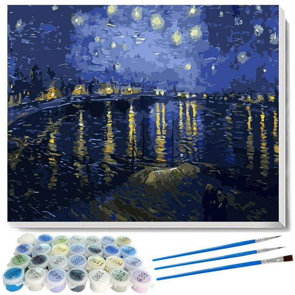 Paint by Number Kits, Vincent Van Gogh Masterpiece Series Oil Painting Art Works DIY for Adults Kids Beginner 40x50cm, Unframed (The Rhone)