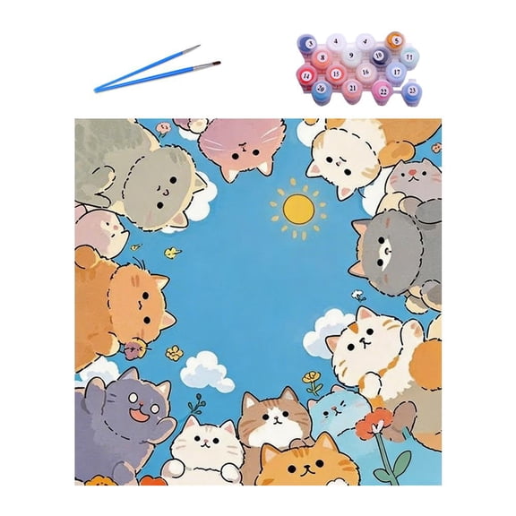 Paint by Number Kits for Adults Beginners,DIY Cat Digital Oil Painting Paint Kit on Canvas,Coloring Games for Adult Beginner Home Wall Decor