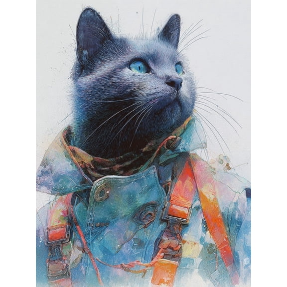Paint by Numbers Adult DIY Hand Painted Cat Pilot Oil Painting Canvas Kits with Brush and Acrylic Gifts and Home Decoration Without Frame 40 x 50 cm