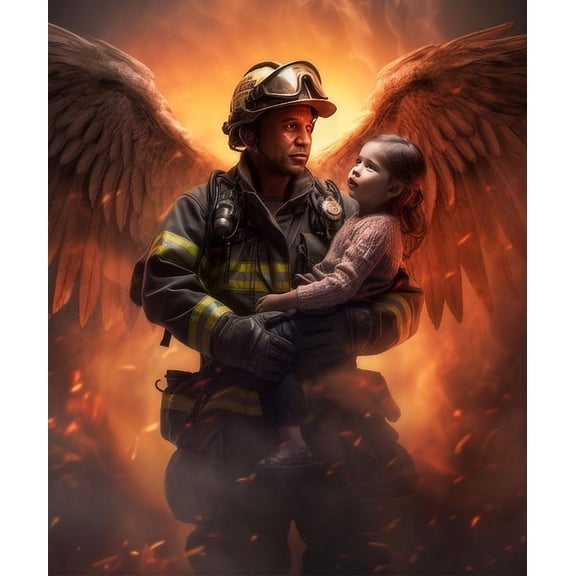 Paint by Numbers Kit for Adults -Firefighter - on Canvas with Brushes Acrylic Pigment DIY Oil Painting for Home Wall Decor (40x50cm/16x20 inch)-