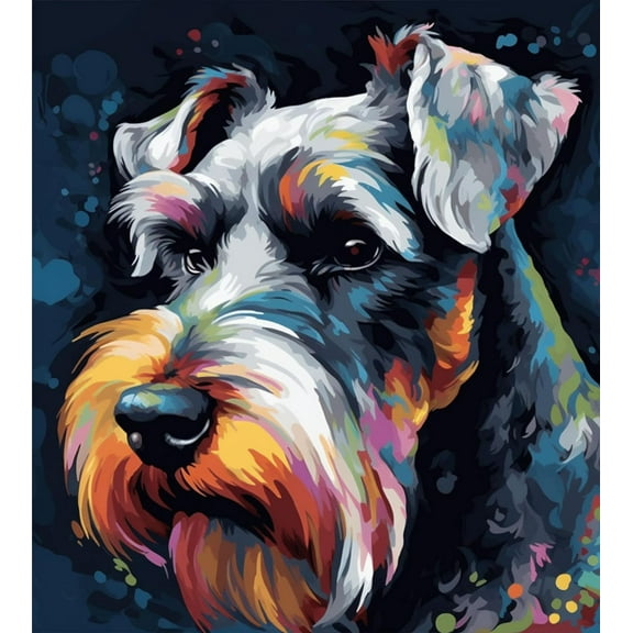 Paint by Numbers Kit for Adults -Schnauzer (4) - on Canvas with Brushes Acrylic Pigment DIY Oil Painting for Home Wall Decor (40x50cm/16x20 inch)-