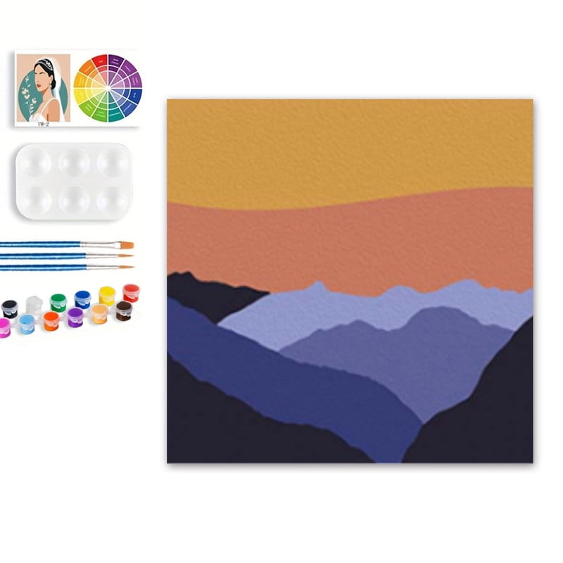 Paint by Numbers Set for Adult Beginners, 8x10 Inch DIY Oil Paint by Numbers for Kids with Frame for Home Decoration (Mountain Landscape)