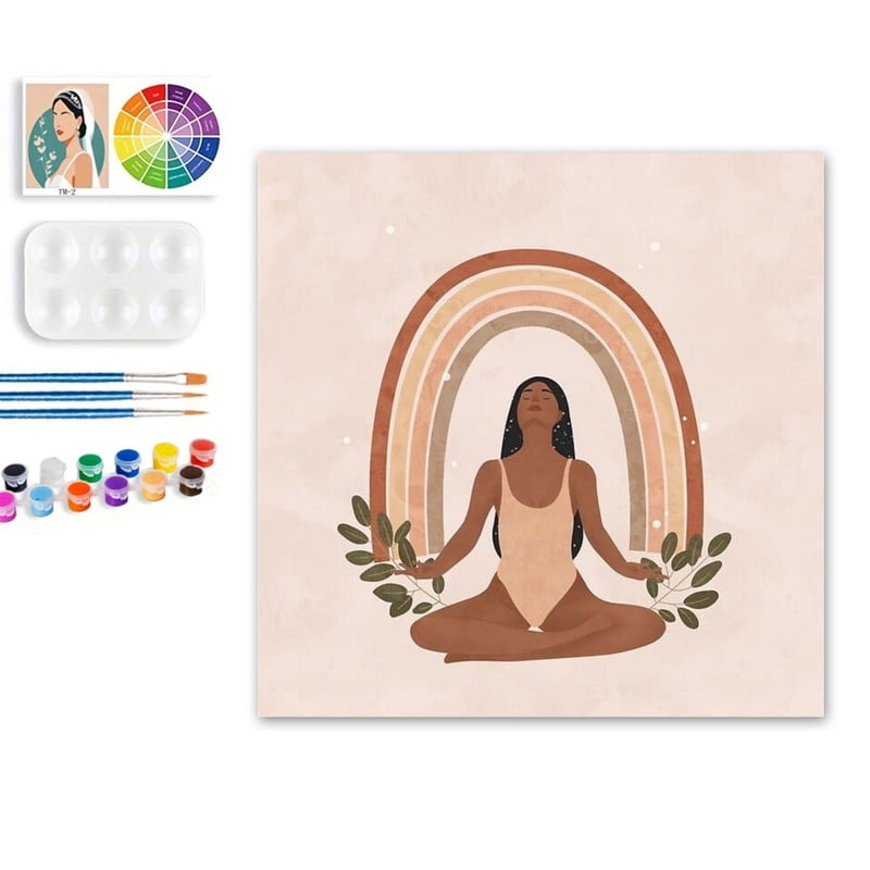 Paint by Numbers Set for Adult Beginners, 8x11 Inch DIY Oil Paint by Numbers for Kids with Frame for Home Decoration (Rainbow)