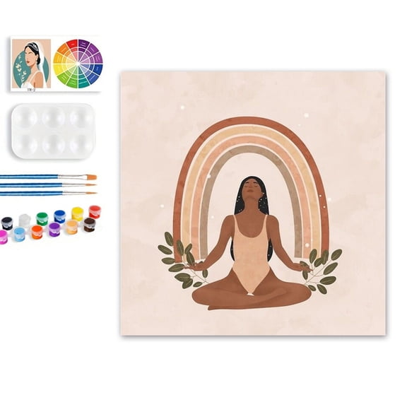 Paint by Numbers Set for Adult Beginners, 8x11 Inch DIY Oil Paint by Numbers for Kids with Frame for Home Decoration (Rainbow)