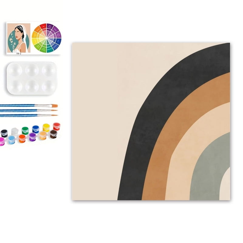 Paint by Numbers Set for Adult Beginners, 8x11 Inch DIY Oil Paint by Numbers for Kids with Frame for Home Decoration (Rainbow)