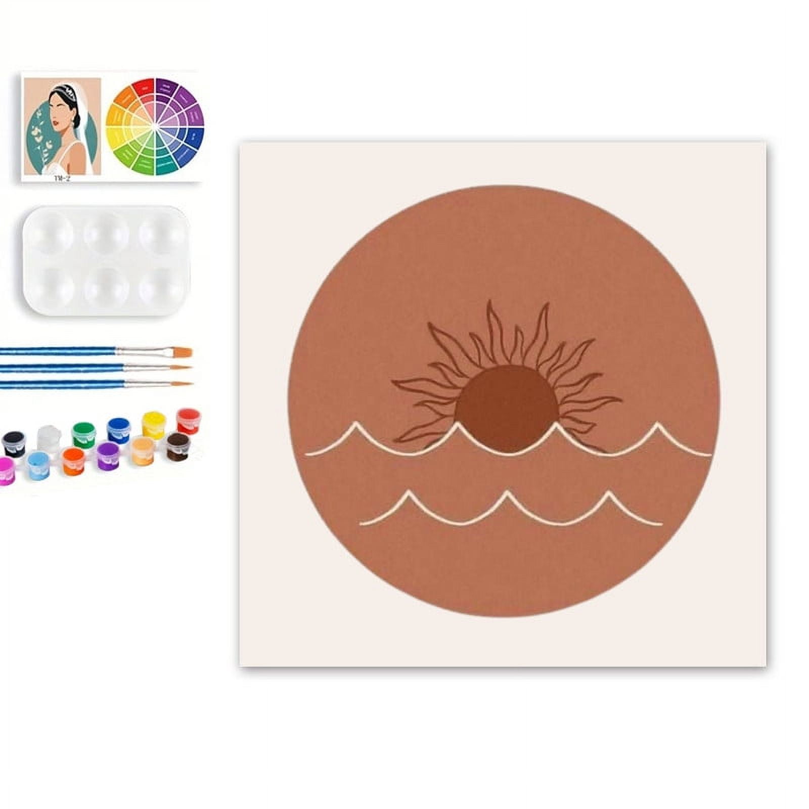 Paint by Numbers Set for Adult Beginners, 8x8 Inch DIY Oil Paint by Numbers for Kids with Frame for Home Decoration (Sunrise )