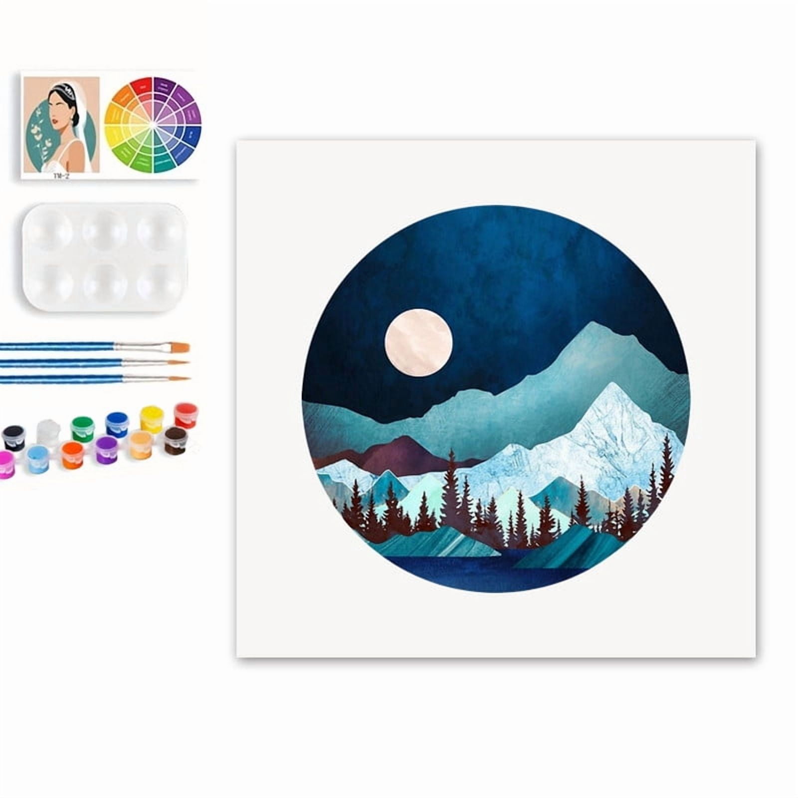 Paint by Numbers Set for Adult Beginners, 8x8 Inch DIY Oil Paint by Numbers for Kids with Frame for Home Decoration (Sunset)