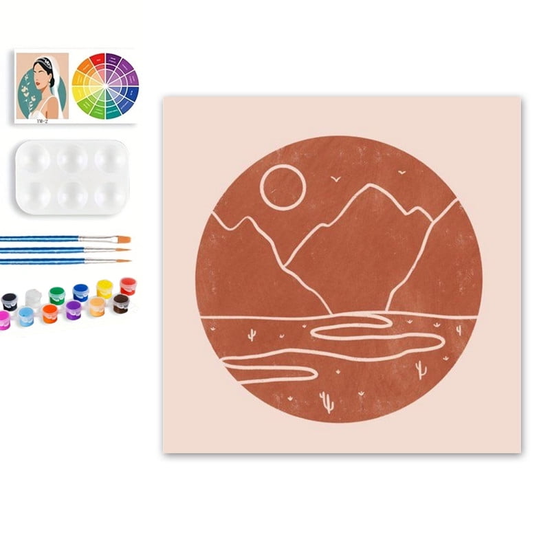 Paint by Numbers Set for Adult Beginners, 8x9 Inch DIY Oil Paint by Numbers for Kids with Frame for Home Decoration (Sunset)