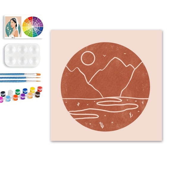 Paint by Numbers Set for Adult Beginners, 8x9 Inch DIY Oil Paint by Numbers for Kids with Frame for Home Decoration (Sunset)