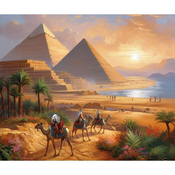 Paint by Numbers for Adults-Egyptian Pyramids- Drawing Paintwork DIY Paint by Number Kits Art Crafts for Home Wall Decor 16"X20"