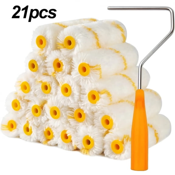 Paint roller set including 4-inch microfiber paint roller, mini fabric roller set for wall, finish, door and cabinet application