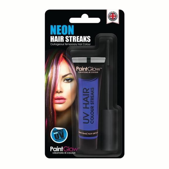 PaintGlow Blacklight UV Neon Streaks 15ml Temporary Hair Color, Blue