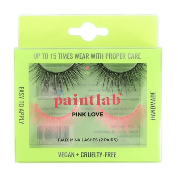 PaintLab Pink Love Reusable Faux Mink Lashes, Fake Eyelashes Set, 2 Pack