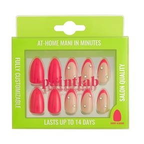 PaintLab Short Almond Press On Nails 3D, Celestial Pink, 30 Count