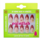 PaintLab Short Almond Press On Nails 3D, Red Celestial, 30 Count