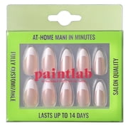 PaintLab Medium Almond Press On Nails, French Chrome, White French Tip, 30 Count