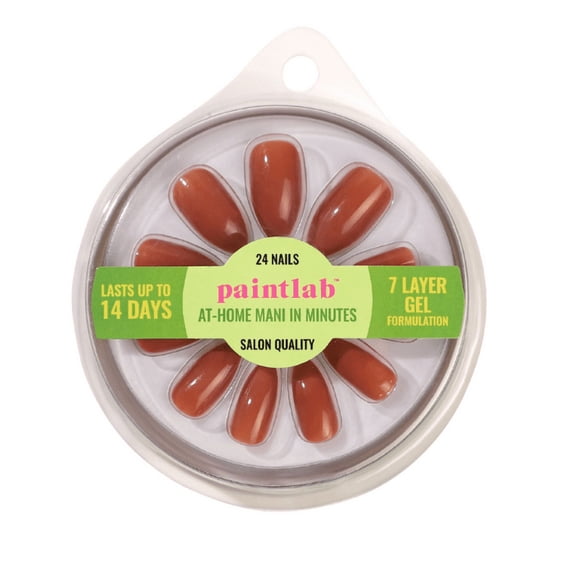 PaintLab Medium Almond Press On Nails, Neutral Nude 3, 24 Count