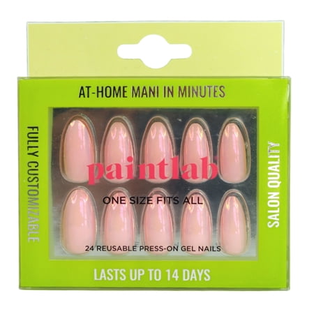 PaintLab Medium Almond Press On False Nails, Pink Glazed, 24 Count