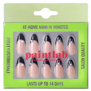 PaintLab Short Almond Press On Nails 3D, Prima Ballerina, Black, 30 Count