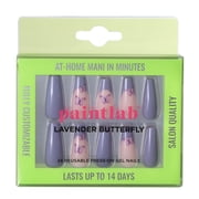 PaintLab Long Coffin Press On Nails 3D, Purple Lavender Butterfly, 30 Count