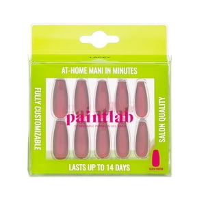 PaintLab Long Sleek Coffin Press On Nails, Red Ruby, 30 Count