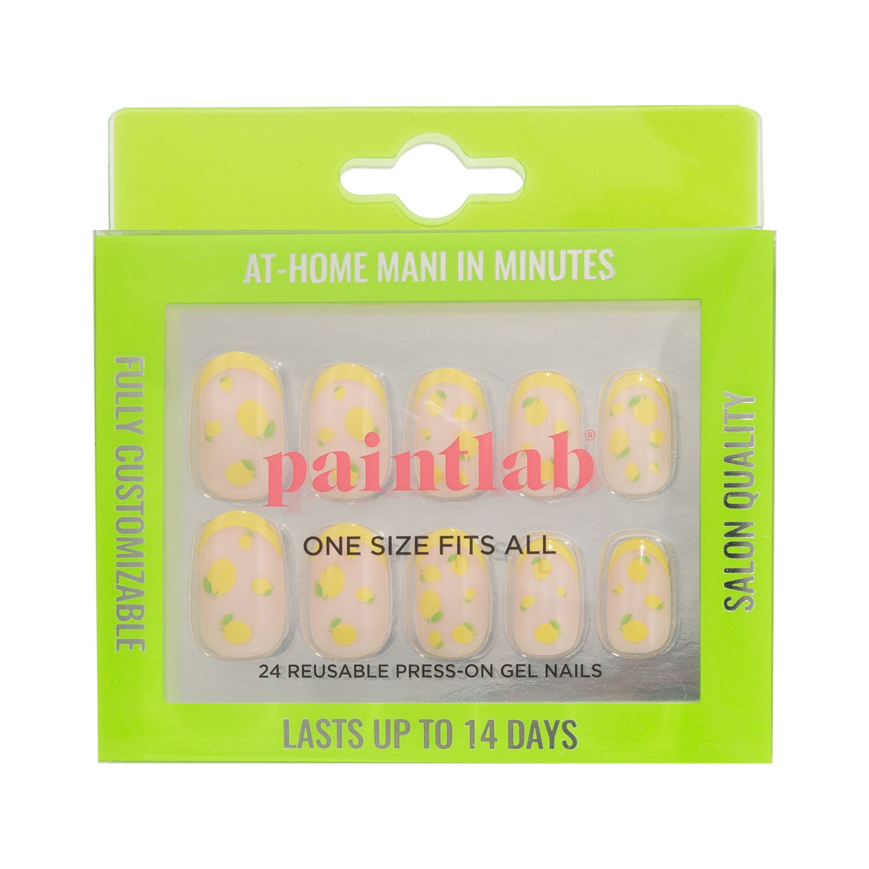 PaintLab Reusable Presson Gel Nails Kit, Almond Shape, Limoncello