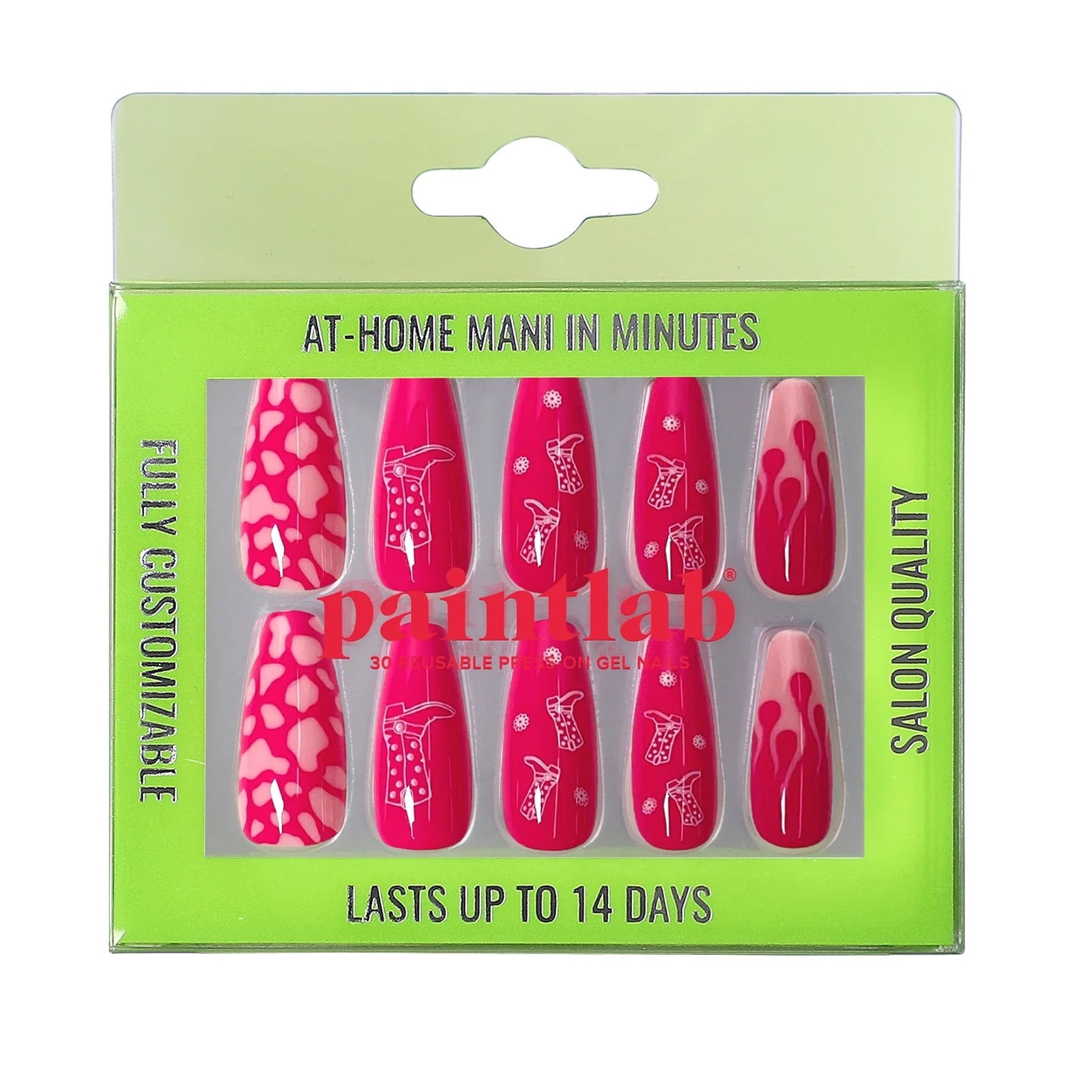 PaintLab Reusable Gel Press on Nails Kit, Coffin Shape, Wild Wild West