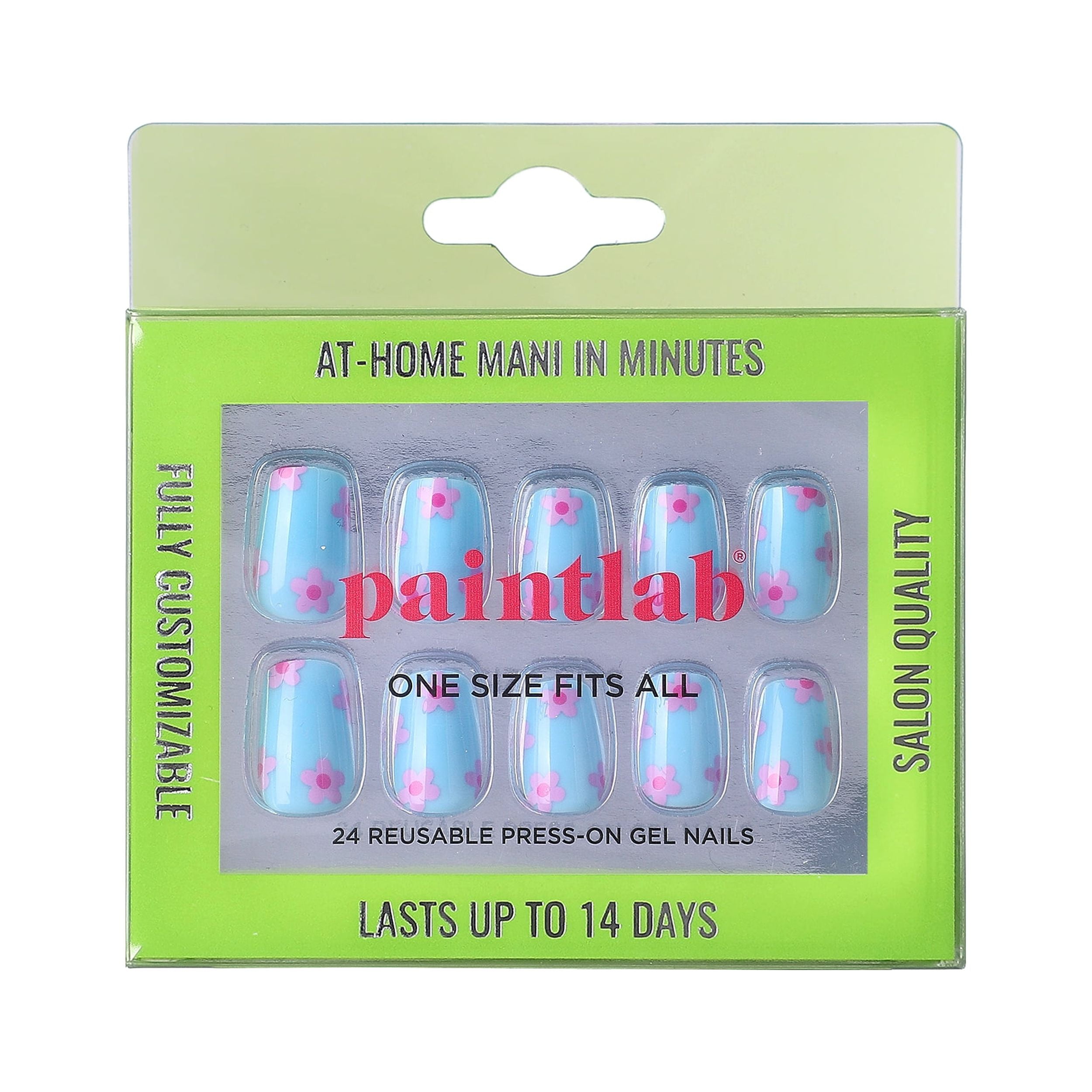 PaintLab Reusable Presson Gel Nails Kit, Squoval Shape, Groovy Daisy