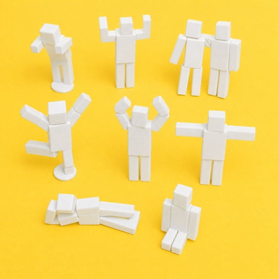 Paintable 3D Printed Meccha Chameleon Character Set, 8 Poses Mood Tracking Mini Human Figurines, Unfinished DIY Coloring Craft Statues,Stress Relief Novelty Gifts for Coworkers and Friends