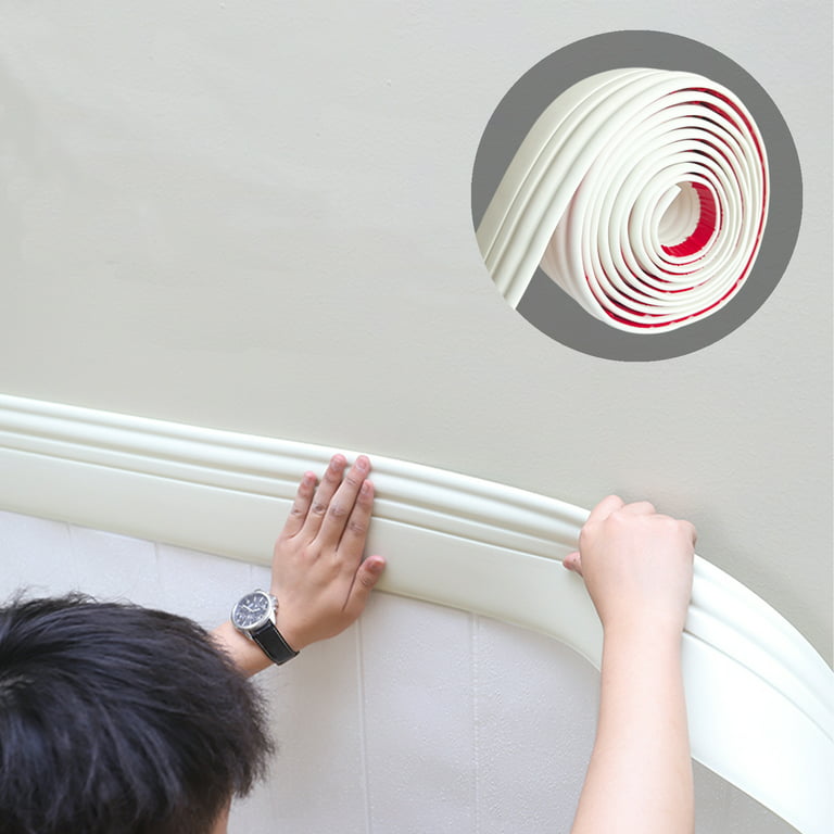 Paintable Baseboard Trim | Peel and Stick Self-Adhesive Design Vinyl Wall  Base | Caulk and Trim Strips for Floor, Chair Rail and More, 16.4 ft x 3.9