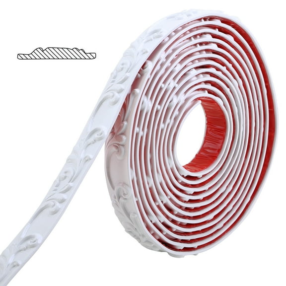 Paintable Wall Trim | Crown Molding for Cabinet Mirror Frame Wall Edge Home Decor | Peel and Stick Self-Adhesive Design, 16.4 ft x 1 inch