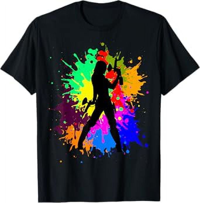 Paintball Woman Paint Shooting Paintballer Air Gun TShirt
