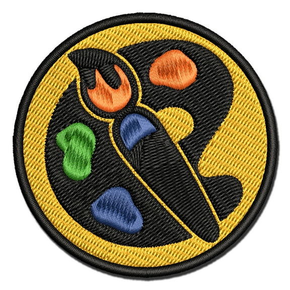Paintbrush Artist Paint Palette Art Applique Multi-Color Embroidered Iron-On Patch - 2.0 Inch Mini