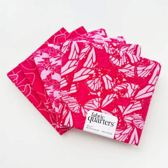 Paintbrush Studio 6 Fat Quarters - 3 Prints x 2 of Each Pink Butterflies 100% Cotton Fabri-Quilt