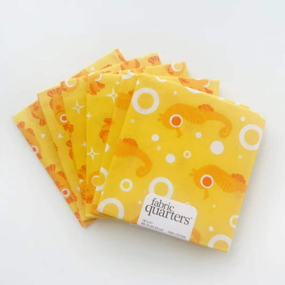 Paintbrush Studio 6 Fat Quarters - 3 Prints x 2 of Each Yellow Fish 100% Cotton Fabri-Quilt