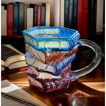 Painted Book Mug Cute & Funny Mug for Women Who Love Books 11oz Coffee Cup for Readers, Writers & Librarians, Painted Glass Mug