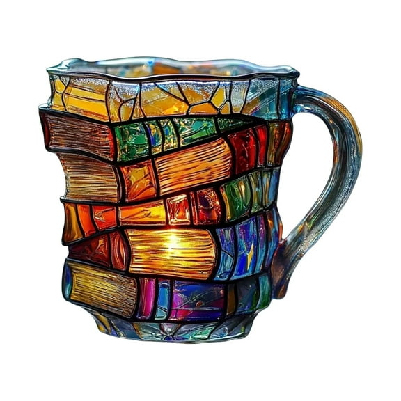Painted Book Mug, Novelty 3D Painted Books Coffee Mug, 11oz Novelty Unique Books Stack Coffee Cup, Add a Wonderful Literary Flair to Your Beverage, Collection Gifts For Literature Lovers