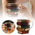 thumbnail image 1 of Painted Book Mug Novelty Coffee Mugs,11 Oz Handcrafted Painted Book Mug, Novelty Stained Glass Stacked Books Coffee Cup, For Readers Literature Lovers, 1 of 6