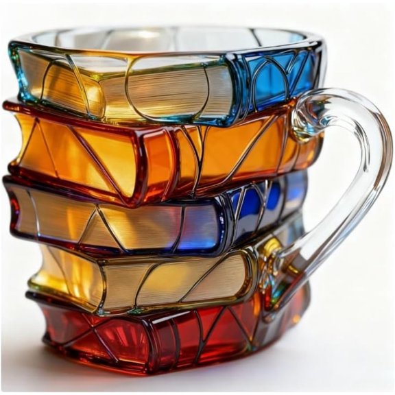 Painted Book Mug Novelty Coffee Mugs,Book Coffee Mug, 3D Painted Book Coffee Mug, Novelty Unique Books Coffee Cup, Painted Glass Coffee Cup Gift for Readers