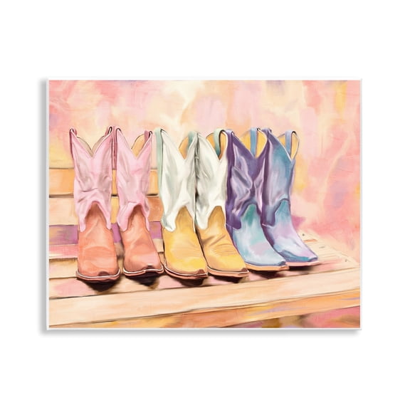 Painted Boots Trio Wall Plaque Art, design by Kim Allen