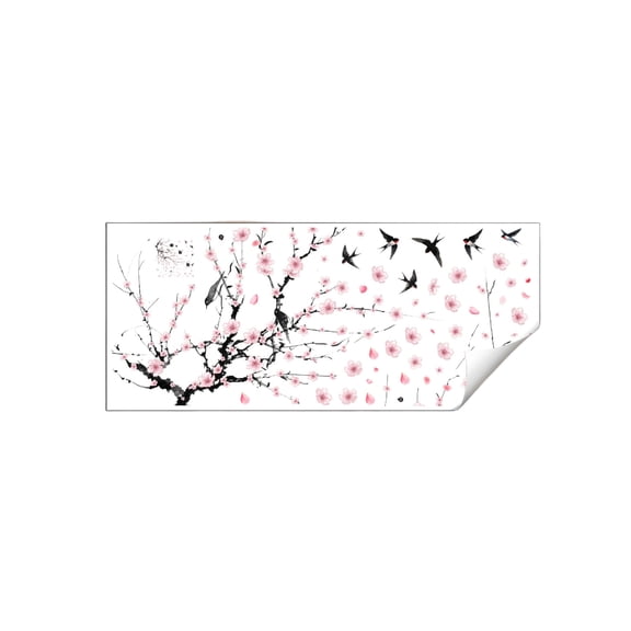 Painted Branches, Petals, And Birds Decorative Wall Stickers - Self-Adhesive Design For Quick Installation, Lightweight For Easy Replacement - Ideal For Living Room Tv Background,