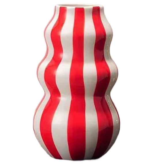 Painted Circle Ceramic Vase Ornaments Living Room Bedroom Entrance Desktop Flower Arrangement Art Decorate Red