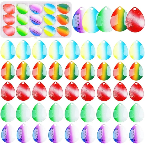 Painted Colorado Spinner Blades for Lure Making, 50Pcs Colorful Fishing Blades Kit Custom Inline Harness Spinners for Making Your Own Lures