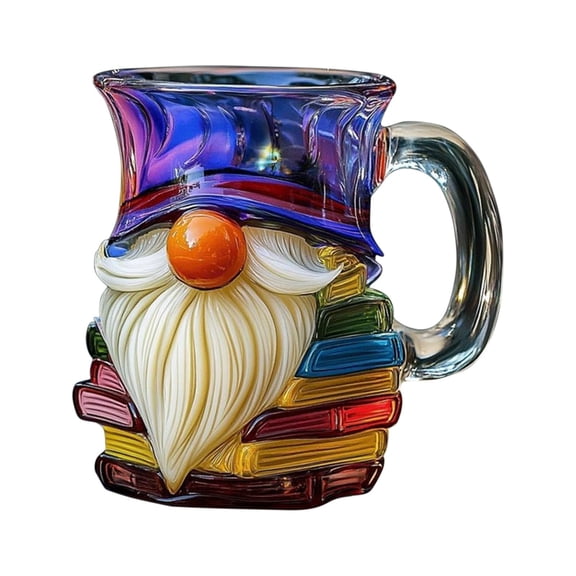 Painted Dwarf Bookpile Cup, Cute Fantasy Book Decor Cup, Gift for Book Lovers, Ceramic Dwarf Figurine Mug for Tea, Coffee, and Hot Chocolate
