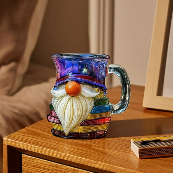VALSEEL Painted Dwarf Bookpile Mug Hand-Painted Stacked Book Design for Book Lovers Literary Coffee Cup Gift,Home Decor Collection