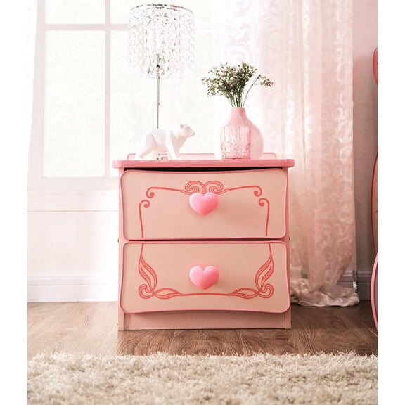 Painted Edges Style / Bedroom Furniture for Princess / 2-Drawer Pink Piece