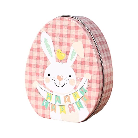 Painted Eggshell Easter Tin Box, Cute Bunny Alloy Metal Candy Container, Easter Egg-Shaped Holder for Holiday Treats, Spring Table Centerpiece, Party Décor, Seasonal Gift Storage